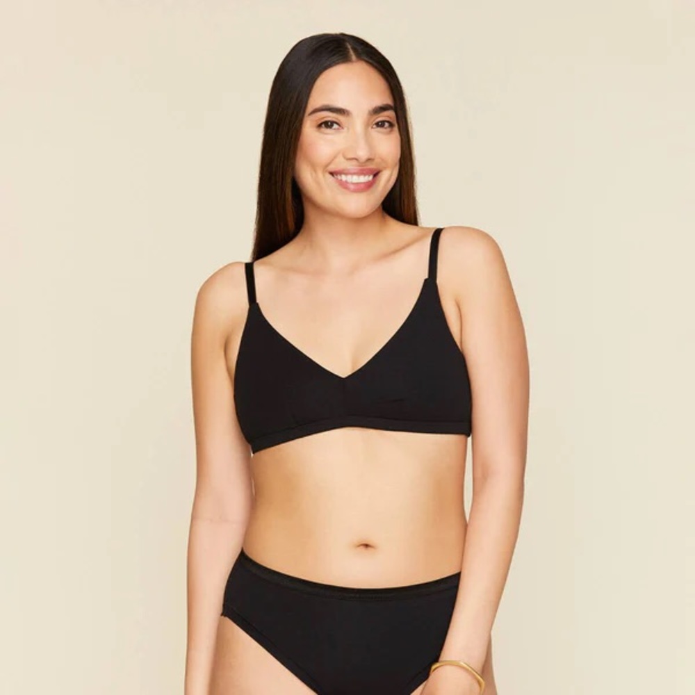 Knickey Organic Triangle Bralette- black, M